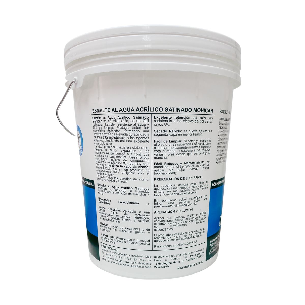 MOHICAN - Esmalte Al Agua Antihongos Satinado Tineta 5 Gal Blanco