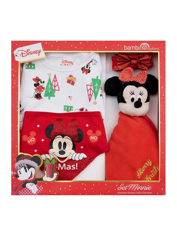 Set 4 Piezas Navidad Blanco Minnie Nina 12-18 Meses Blanco 12-18 MESES