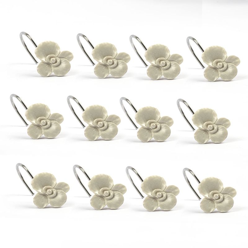 CAP DOR - Set 12 Ganchos de Cortina de Baño Flores