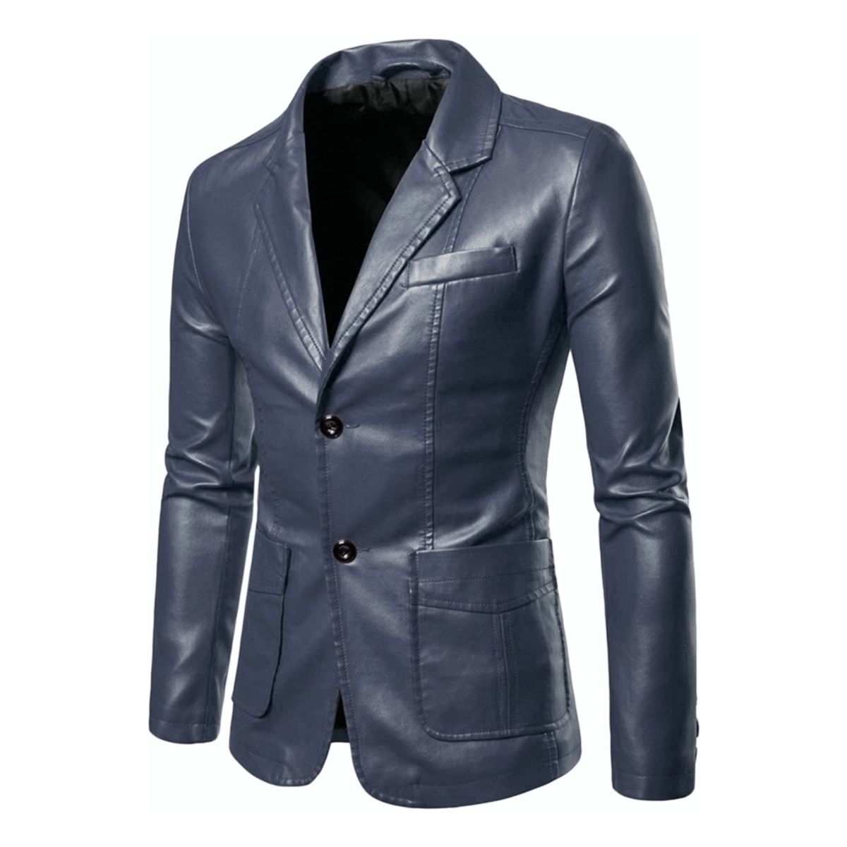 KEEJOIN - Chaqueta Traje parka nieve hombre cortaviento cuero artificial-azul