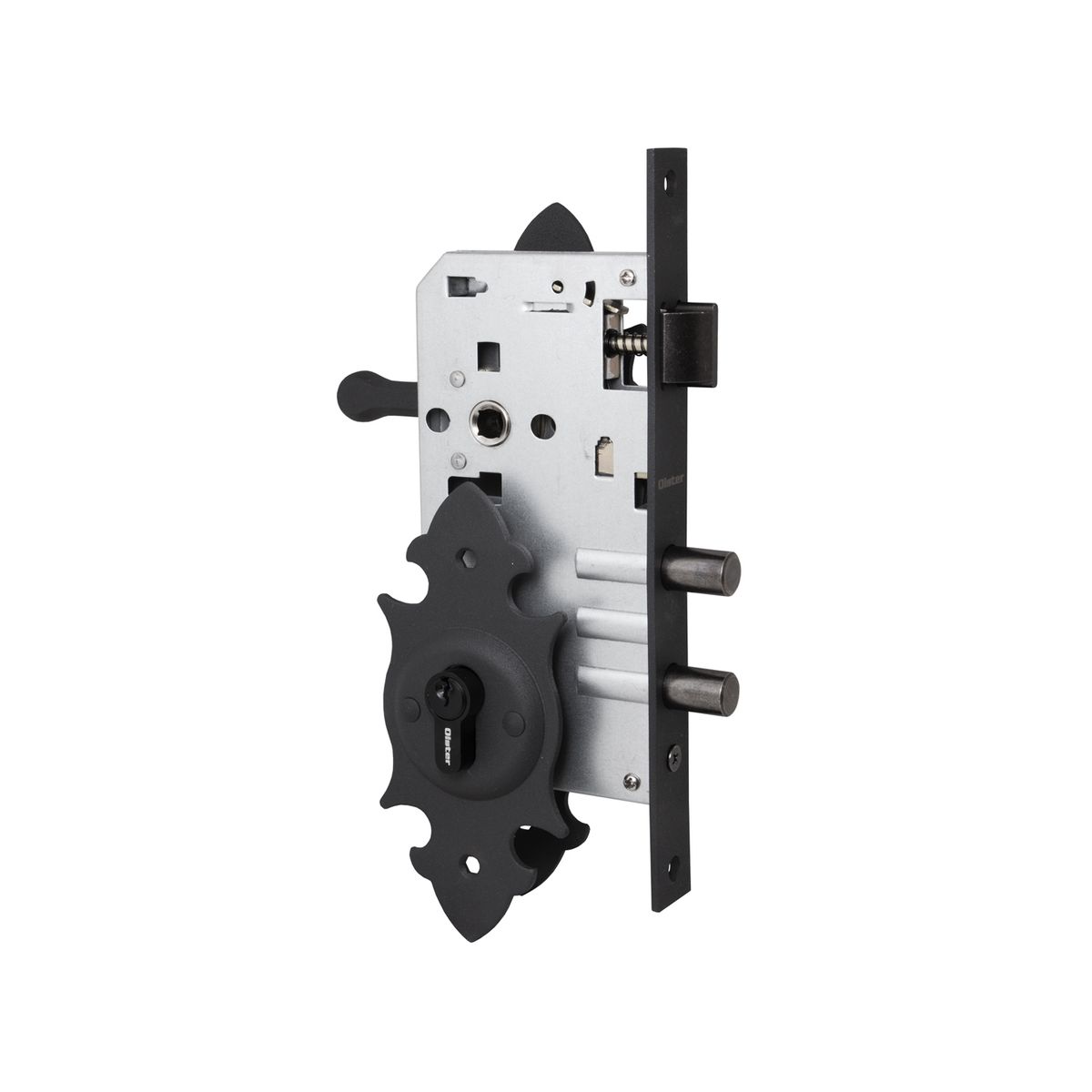 OISTER - Cerradura Embutir Con Placa Oister Trancura Manilla Acceso - Negro