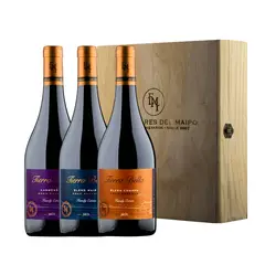 ESPALDARES DEL MAIPO - Caja de Madera x 3 Vinos Tierra Bella Gran Reserva Premium