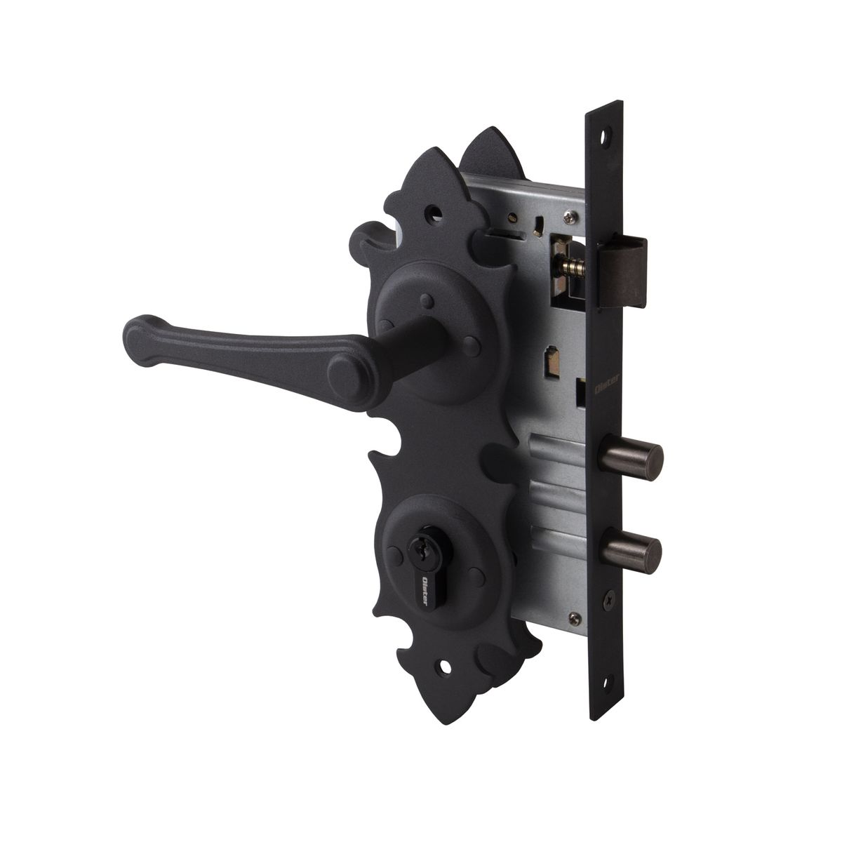 OISTER - Cerradura Embutir Con Placa Oister Trancura Manilla Interior - Negro