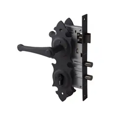 OISTER - Cerradura Embutir Con Placa Trancura Manilla Interior - Negro