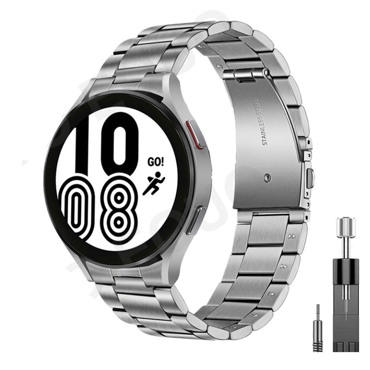 GENERICO - Correa Acero para Galaxy Watch 4 y 5+ Ajustador Plateada