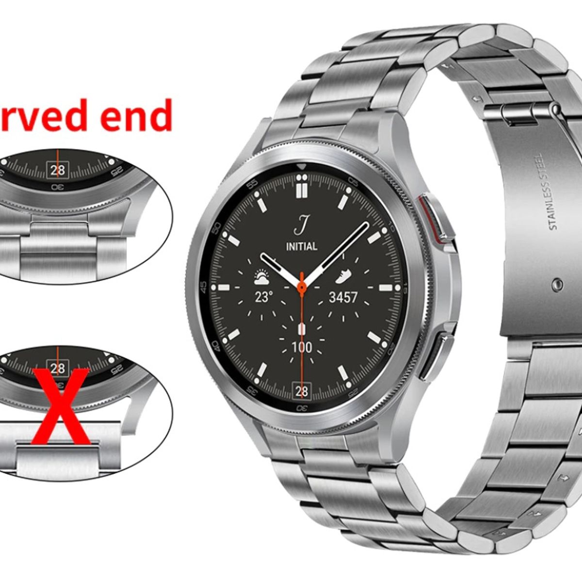 GENERICO - Correa Acero para Galaxy Watch 4 y 5+ Ajustador Plateada
