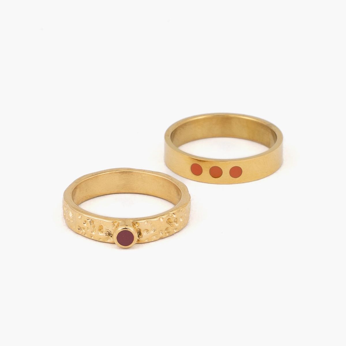 LOUNGE - Set Anillos Mujer Piedras Y Punto De Luz Dorado LOUNGE