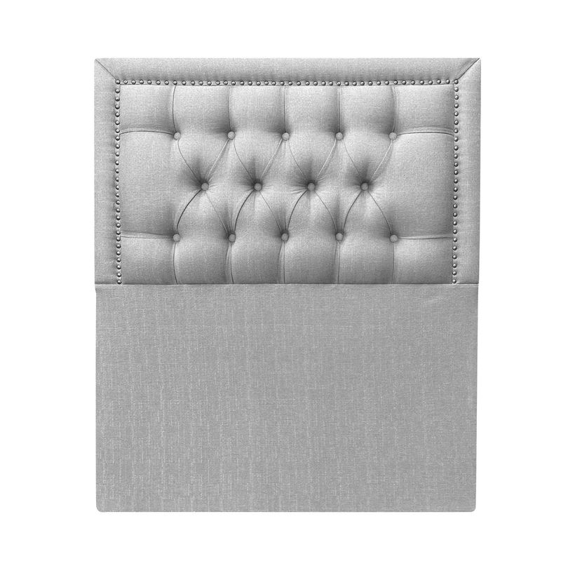 MOBEL DESIGN - Respaldo Capitone Marco y Tachas 1,5 plazas Tela Gris Plata