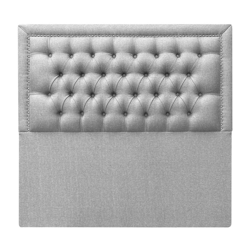 MOBEL DESIGN - Respaldo Capitone Marco y Tachas 2 plazas Tela Gris Plata