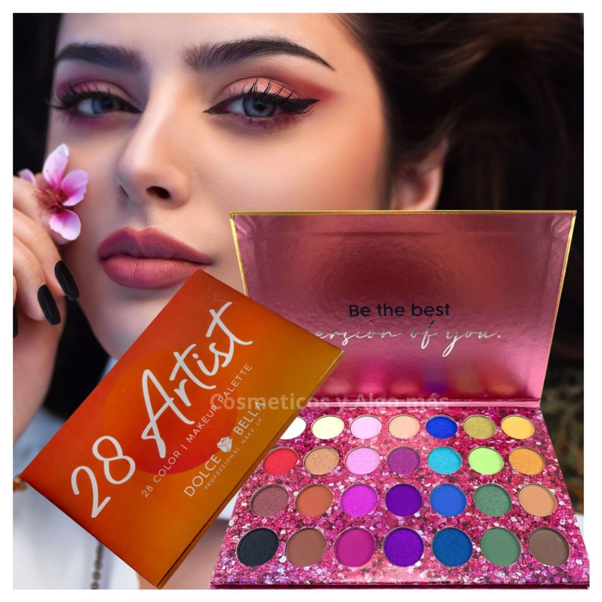 DOLCE BELLA - Paleta de sombras 28 tonos, 12 mattes y 16 shimmer