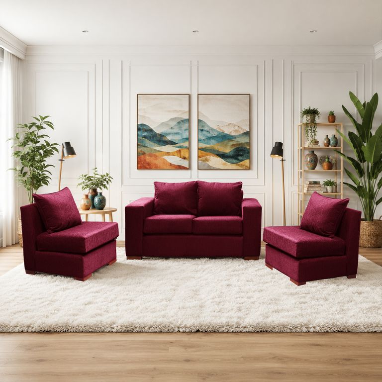 Living Evans sofa 2 cuerpos + 2 sofa 1 cuerpo Rojo