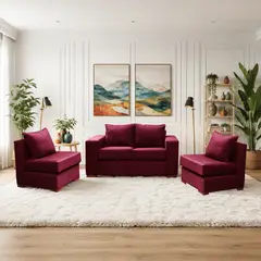 DKORA - Living Evans sofa 2 cuerpos + 2 sofá 1 cuerpo Rojo