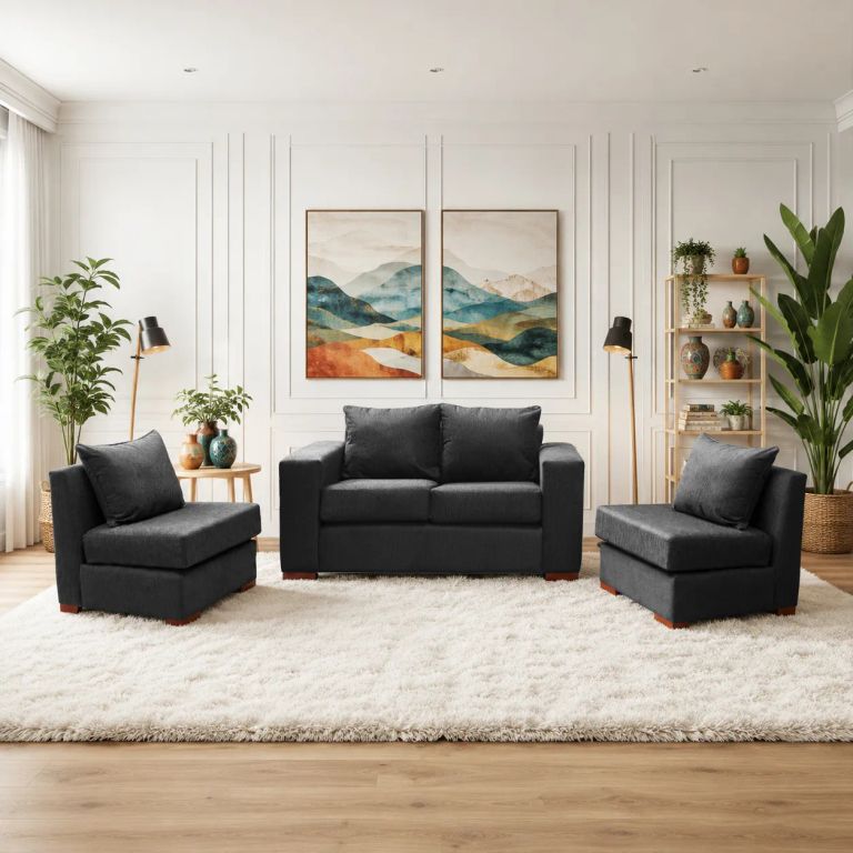 Living Evans sofa 2 cuerpos + 2 Sofa 1 cuerpo Marengo