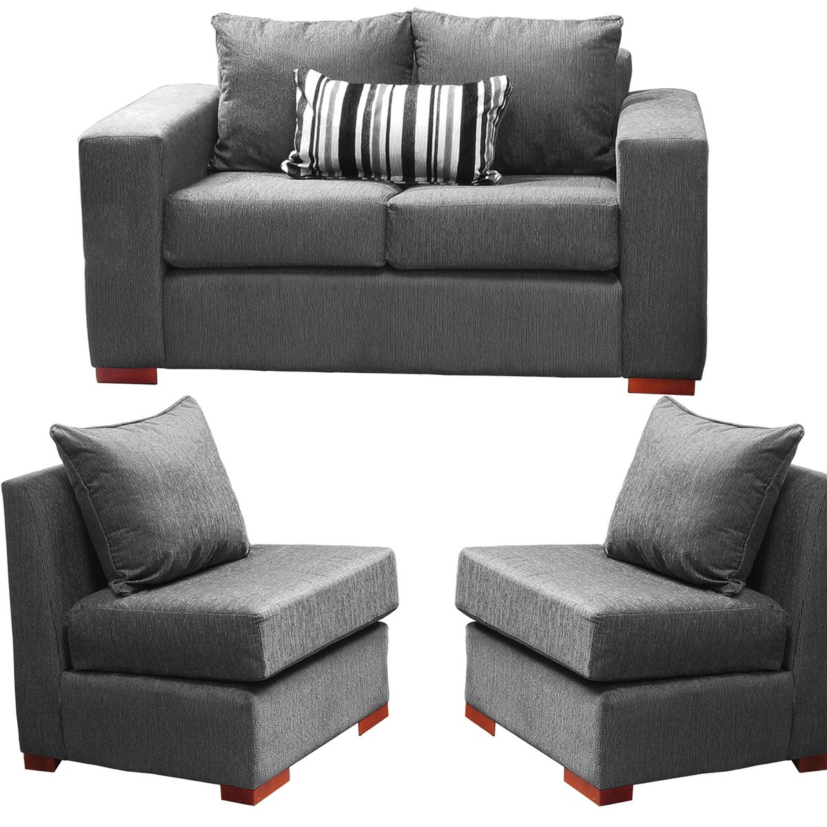 DKORA - Living Evans sofa 2 cuerpos + 2 Sofá 1 cuerpo Marengo.