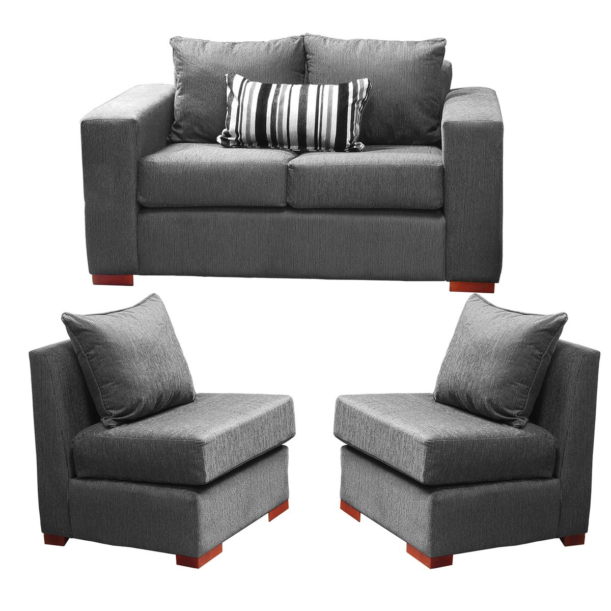 DKORA - Living Evans sofa 2 cuerpos + 2 Sofá 1 cuerpo Marengo.