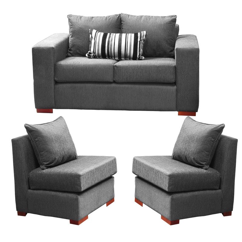 DKORA - Living Evans sofa 2 cuerpos + 2 Sofá 1 cuerpo Marengo