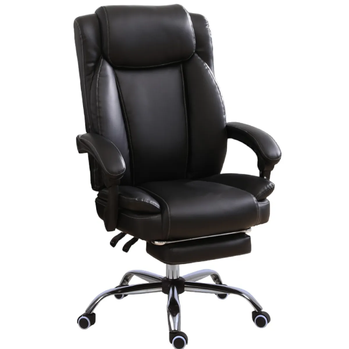 CRUSEC - Silla PC de Cuero Boss para Oficina Reposapies Osaka Negro