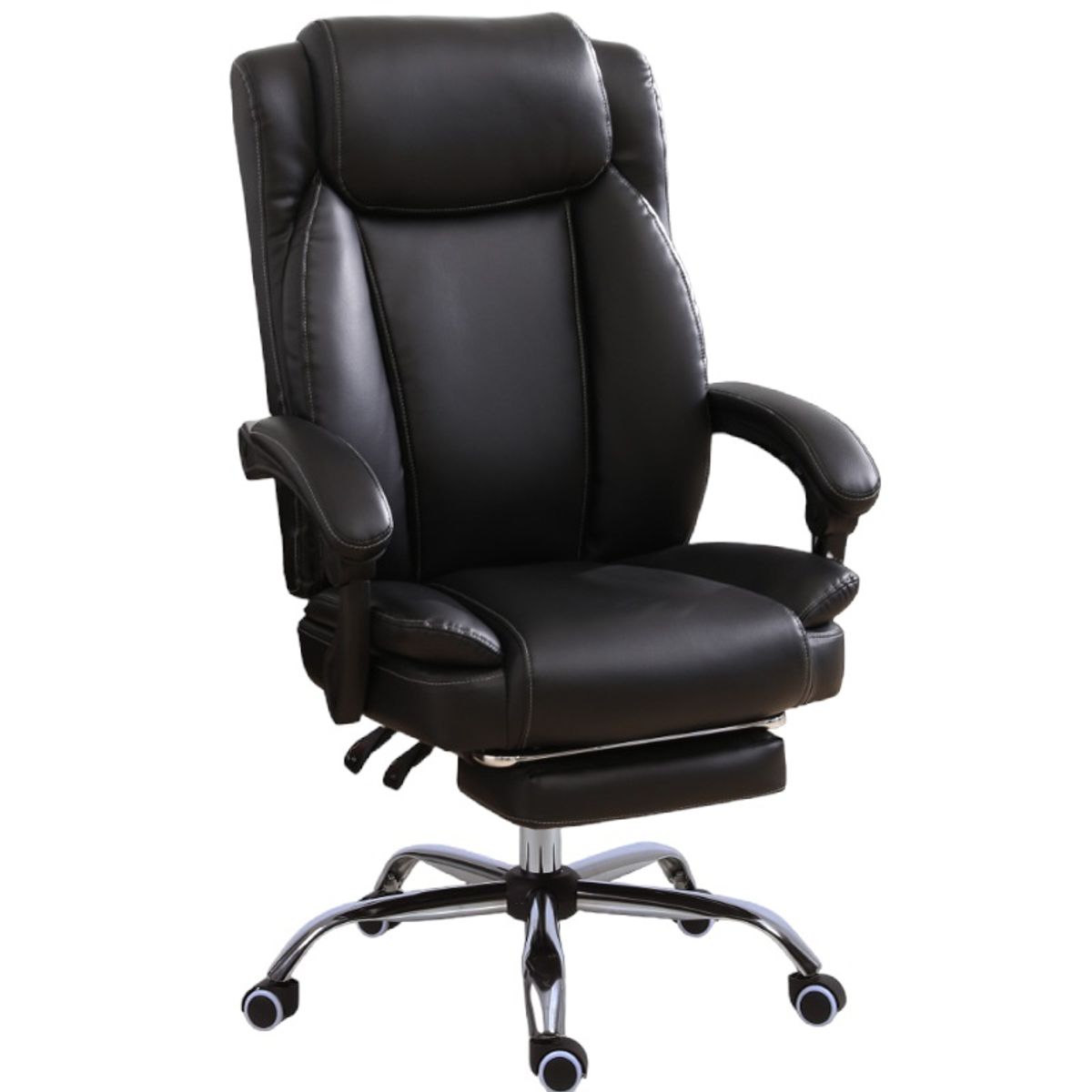 CRUSEC - Silla PC de Cuero Boss para Oficina Reposapies Osaka Negro