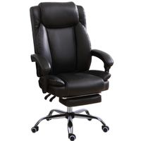 Silla PC de Cuero Boss para Oficina Reposapies Osaka Negro