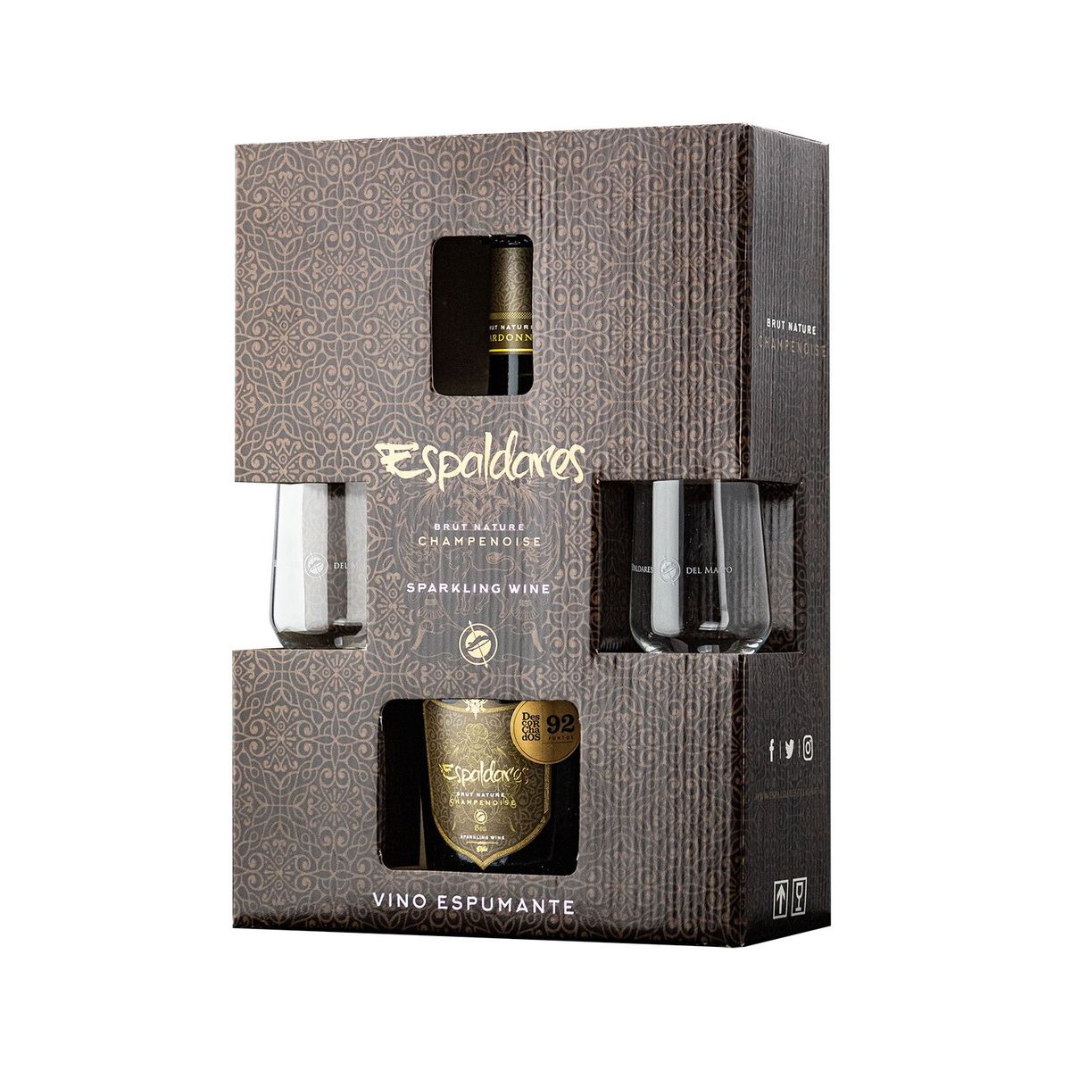 VINA ESPALDARES DEL MAIPO - PACK ESPUMANTE ESPALDARES CHAMPENOISSE  COPAS CRISTAL