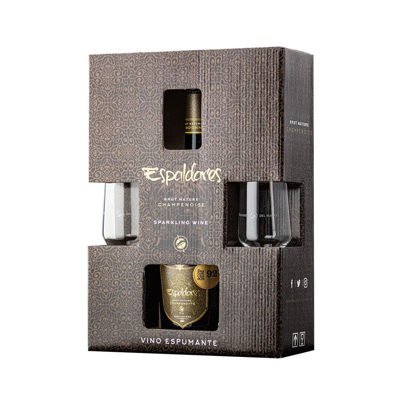 VINA ESPALDARES DEL MAIPO - PACK ESPUMANTE ESPALDARES CHAMPENOISSE  COPAS CRISTAL