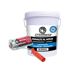 MOHICAN - Promo Esmalte Al Agua Blanco Tineta 5 gal + Rodillo