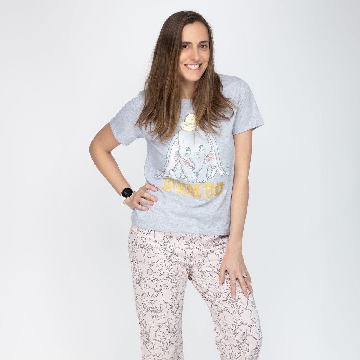 DISNEY - Pijama Mujer Dumbo Cute Gris Disney