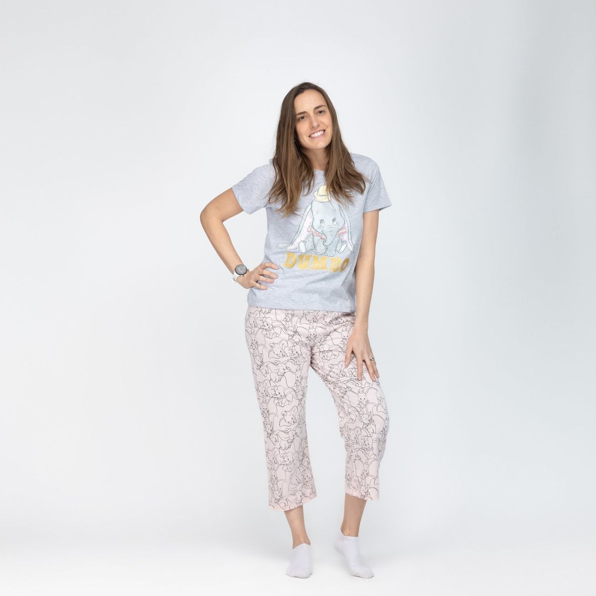 DISNEY - Pijama Mujer Dumbo Cute Gris Disney