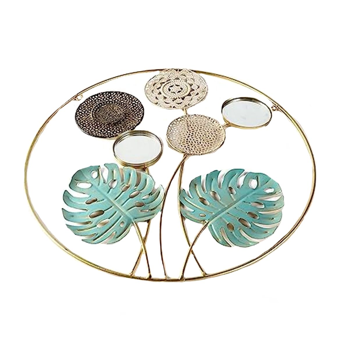 NEWTREE - Cuadro de Metal Decorativo con Espejo Dorado 46cm