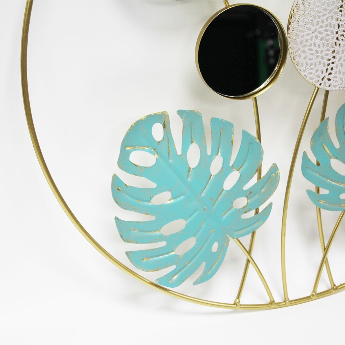 NEWTREE - Cuadro de Metal Decorativo con Espejo Dorado 46cm