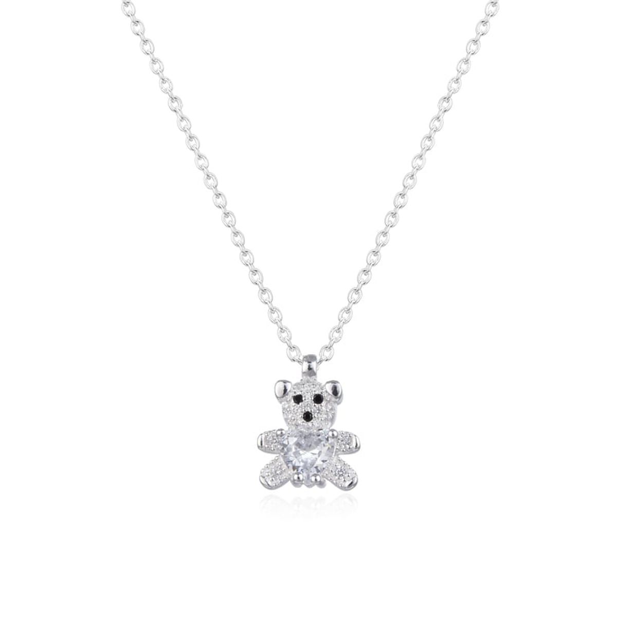 COGGIOLA - Collar Oso Circón Corazón Plata Fina 925