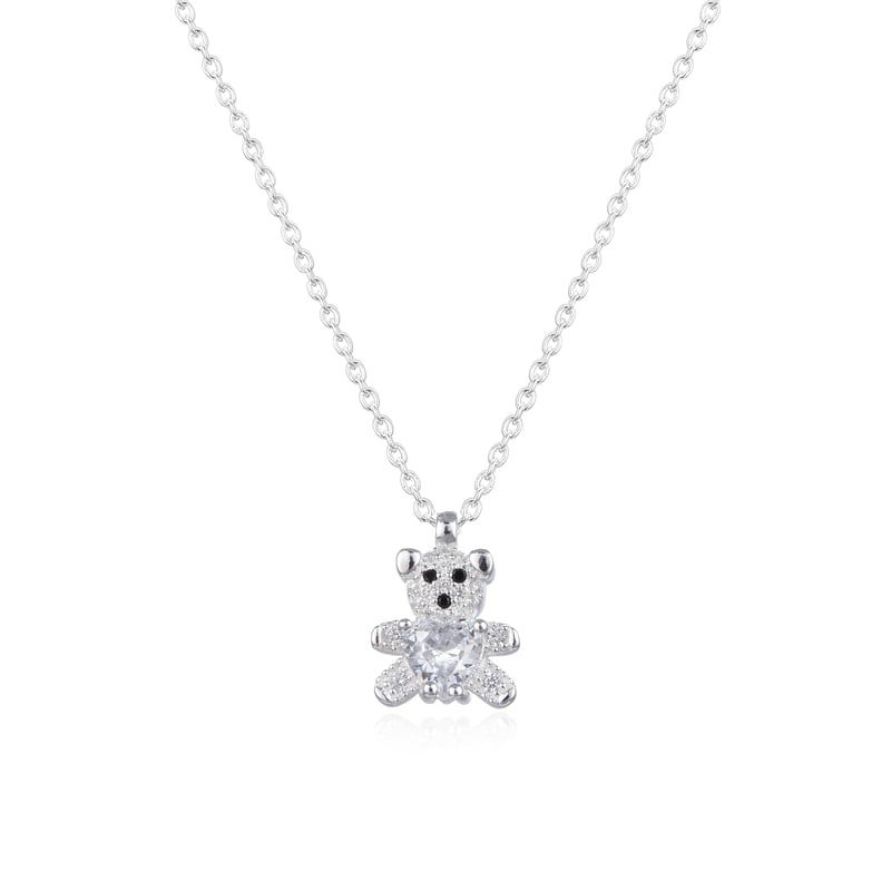 ANDREA COGGIOLA JOYAS - Collar Oso Circón Corazón Plata Fina 925