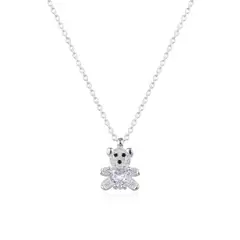 ANDREA COGGIOLA JOYAS - Collar Oso Circón Corazón Plata Fina 925