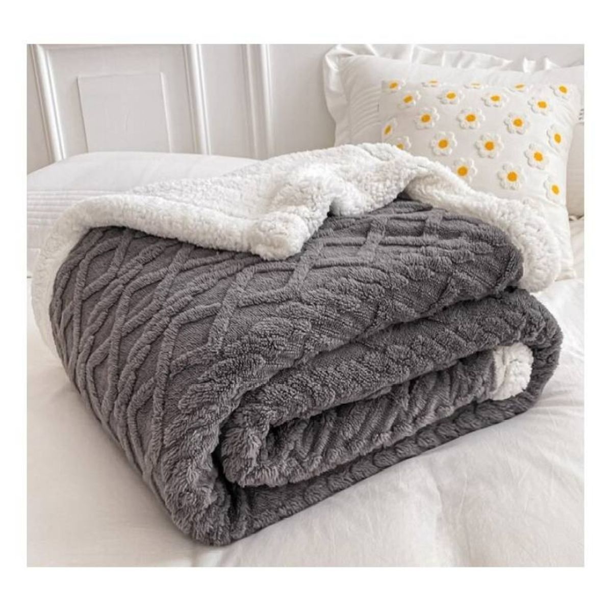 GENERICO - Manta polar con sherpa termica gris