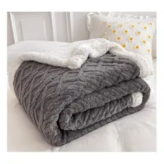 GENERICO - Manta polar con sherpa termica gris…
