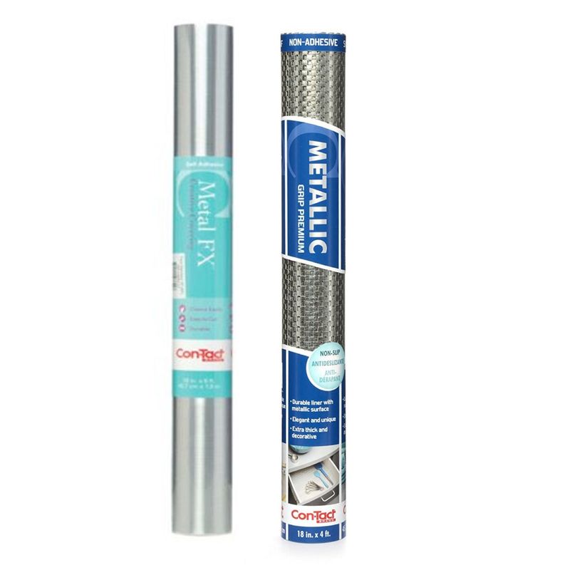 CONTACT - Pack Papel Adhesivo  y Malla Antideslizante Plateado