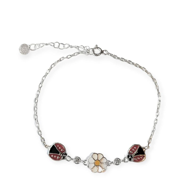 ANDREA COGGIOLA JOYAS - Pulsera Chinita Margarita Circón Plata Fina 925