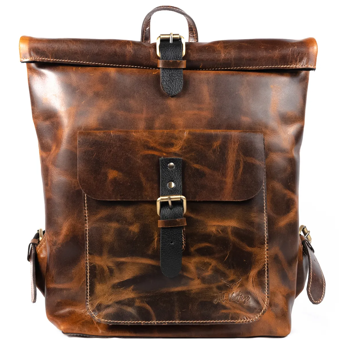 JM VINTAGE - Mochila Cuero Unisex Modelo Arturo