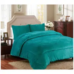 GENERICO - PLUMON TURQUESA CON CHIPORRO Y POLAR PLUSH INVIERNO KING 250X270 RSS
