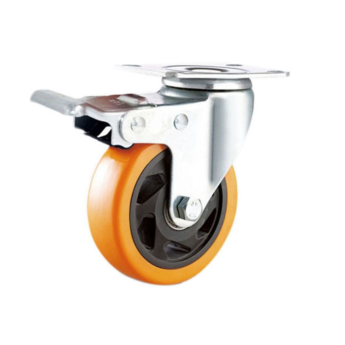 GENERICO - Pack 2 Ruedas Base Giratoria 75mm con freno - GL-314X-PU-FP