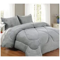 GENERICO - PLUMON GRIS CON CHIPORRO Y POLAR PLUSH INVIERNO SUPER KING 250X270