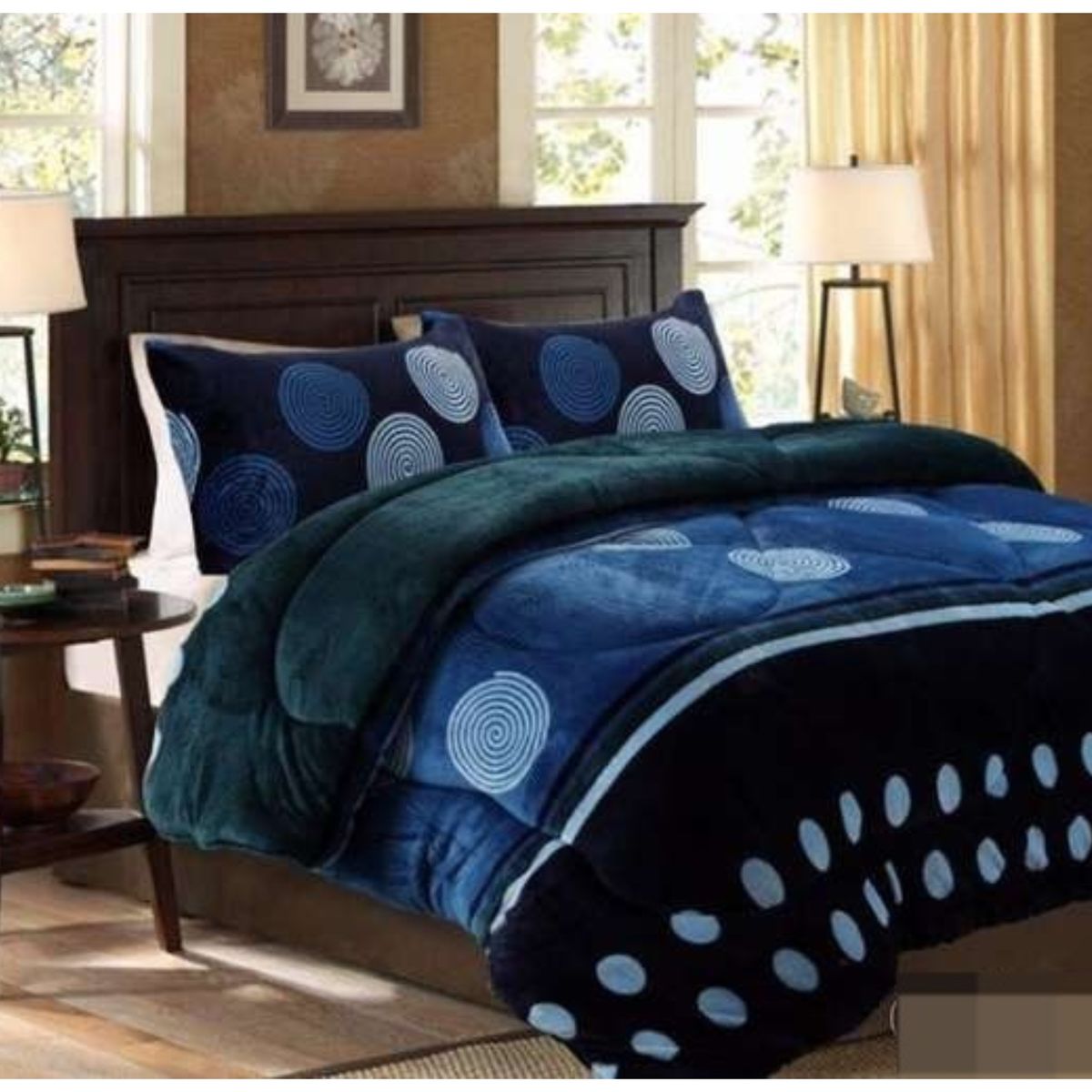 PLUMON CON CHIPORRO Y POLAR PLUSH INVIERNO SUPER KING 250X270 AZUL, marca GENERICO - Foto Principal