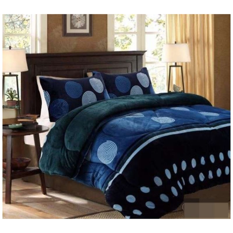 GENERICO - PLUMON CON CHIPORRO Y POLAR PLUSH INVIERNO SUPER KING 250X270 AZUL
