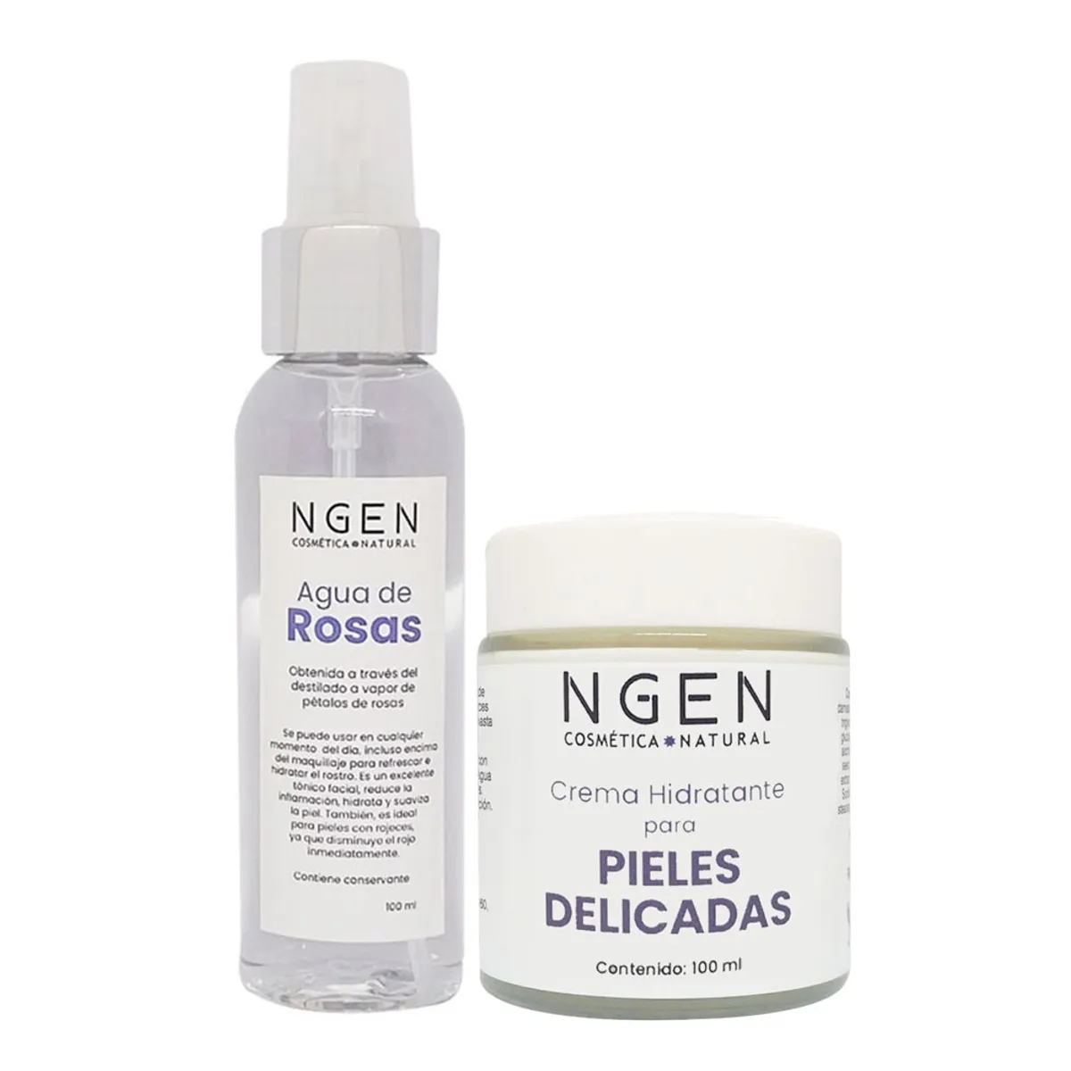COSMETICA NATURAL NGEN - Crema Antirojez y Agua de Rosas - Calmante e Hidratante