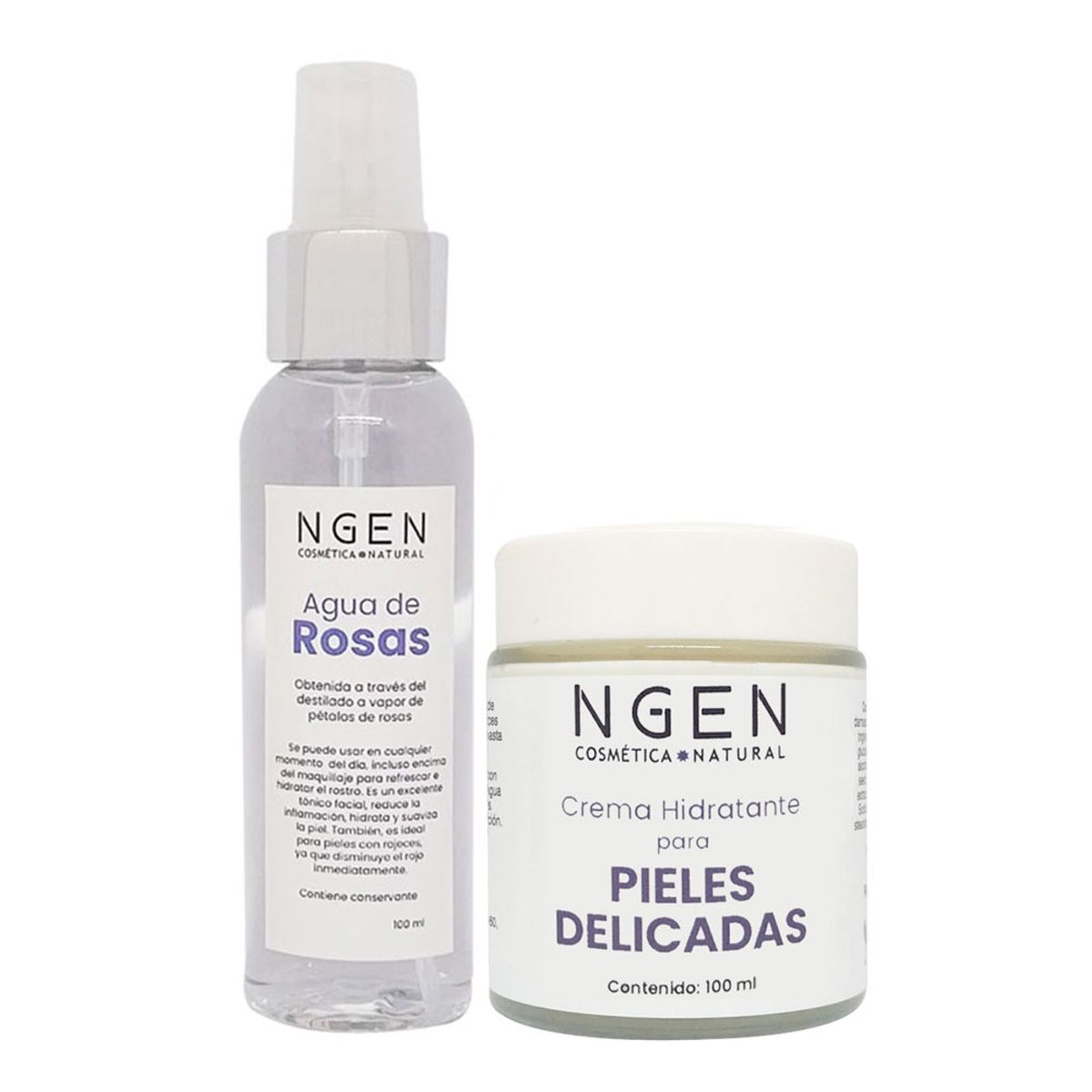 COSMETICA NATURAL NGEN - Crema Antirojez y Agua de Rosas - Calmante e Hidratante