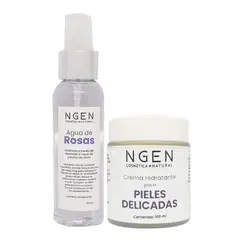 COSMETICA NATURAL NGEN - Crema Antirojez y Agua de Rosas - Calmante e Hidratante