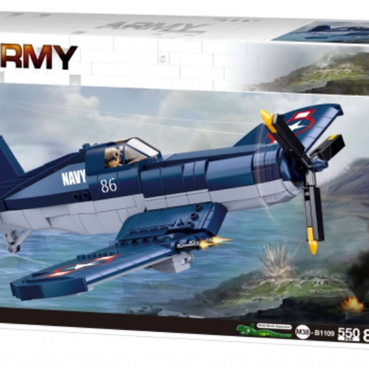 SLUBAN - Avión WWII F4U-1 Corsair USMC compatible Lego-