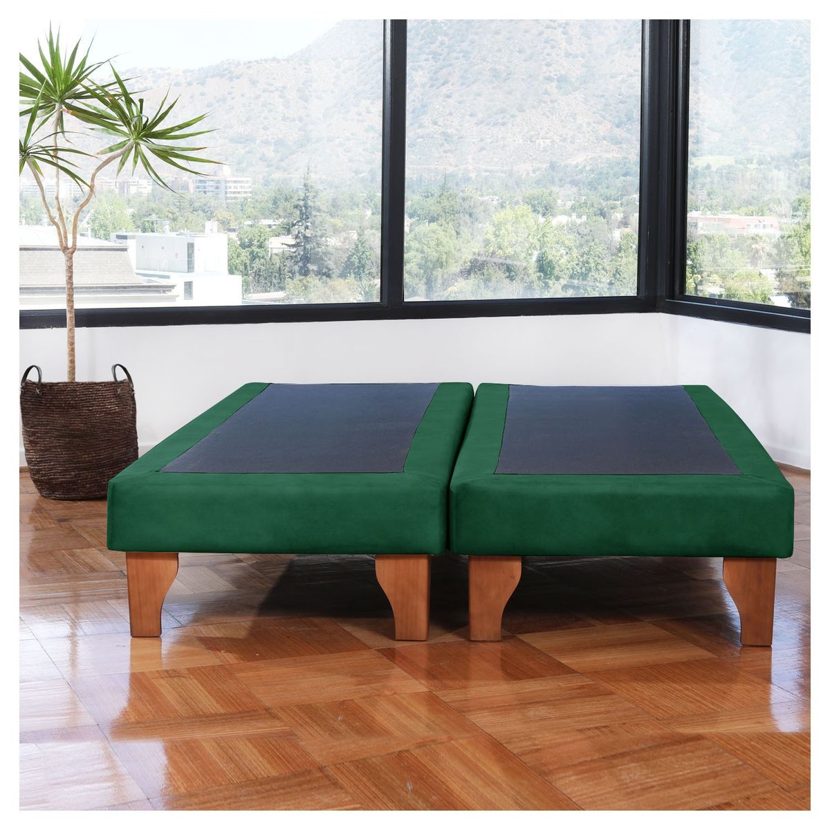 LATAM HOME - Base Europea Zen Tela Verde 2 Plazas