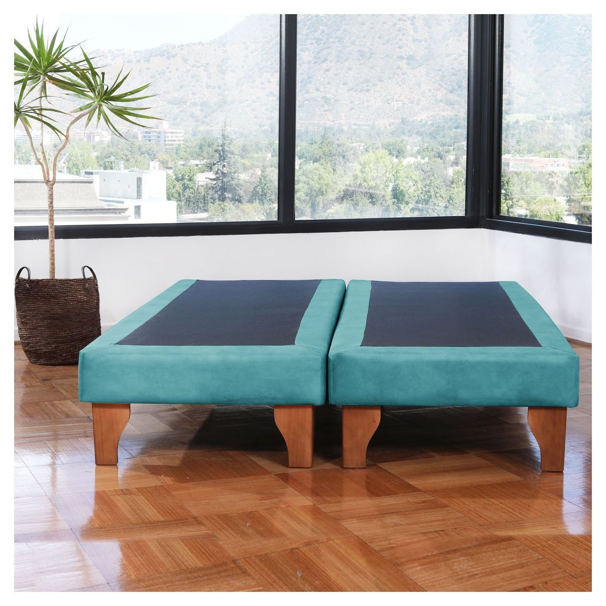 LATAM HOME - Base Europea Zen Tela Turquesa 2 Plazas