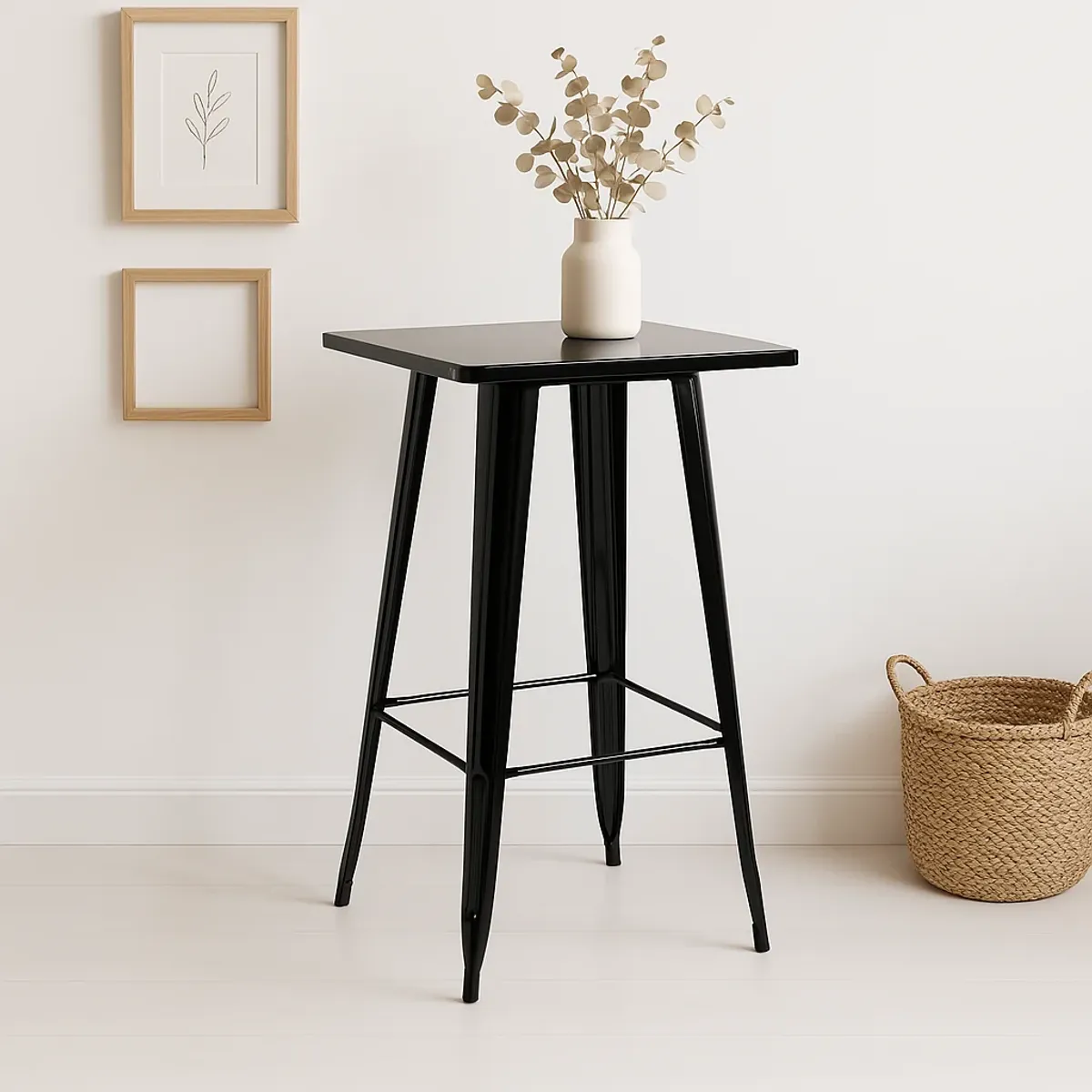 KLIK - Mesa Tolix de bar o terraza o restaurant 105 cm de alto 60x60cm - Negra KLIK